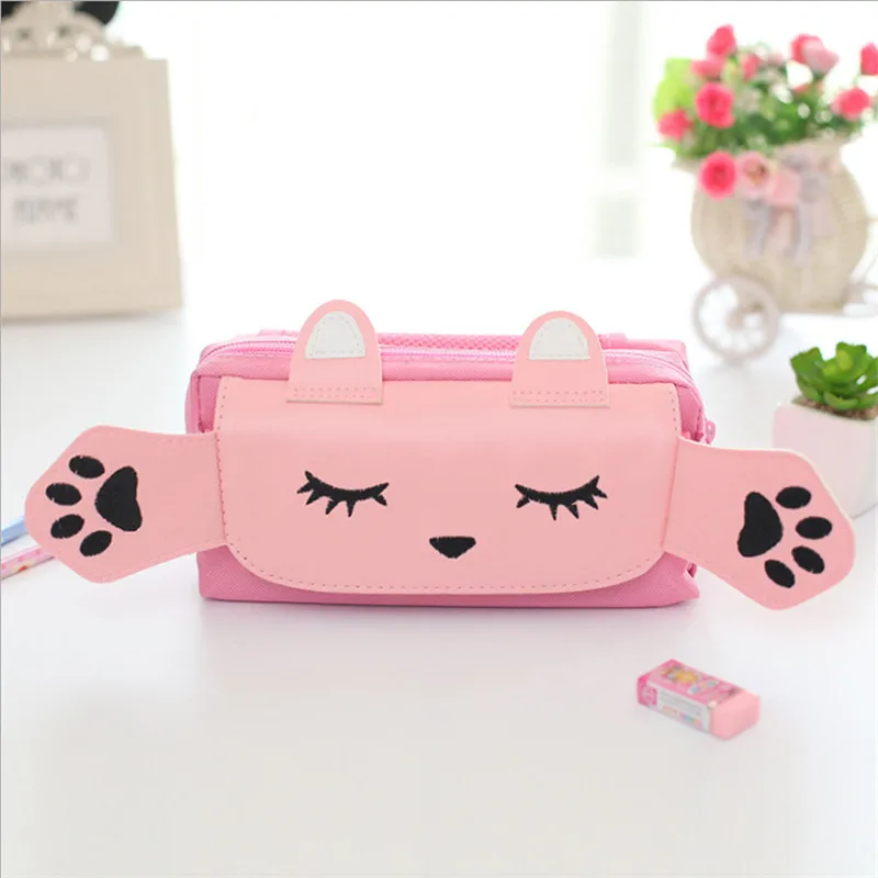 

Kawaii cat student pencil case Large capacity zipper stationery storage bag school office stationery Child's birthday present