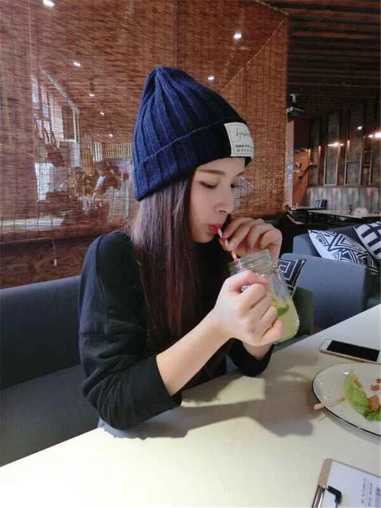 2018 Patch Wool Hat Autumn And Winter Warm Knit Student Hat Tide Men And Women Cold Cap Pullover Cap Pointed Hat ACI89 (7)