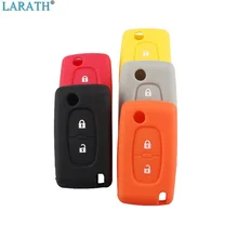 LARATH Car Key Silicone Case for Peugeot 107 207 308 408 407 307 Remote 2 Buttons Cover Key Fob