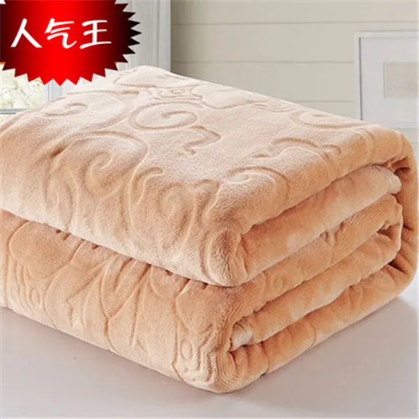 Super Soft Faux Fur Coral Fleece Embossed Blankets Mink Throw Solid Color Winter Sofa Cover Warm