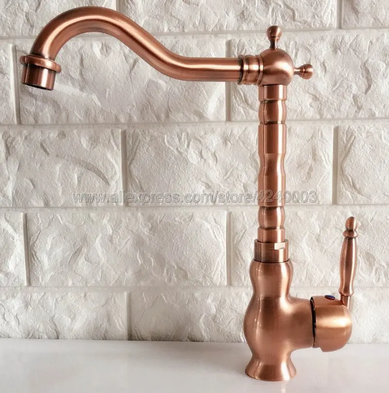 Kitchen Faucets Antique Red Copper Faucet Brass Swivel Spout Kitchen Faucet Single Handle Vessel Sink Mixer Tap Knf407 Kitchen Faucets Antique Red Copper Faucet Brass Swivel Spout Kitchen Faucet Single Handle Vessel Sink Mixer Tap Knf407