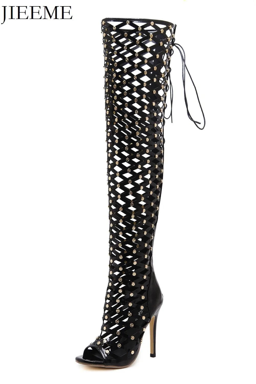 Arrivée Sandales up Hauts Lace Femmes Peep Noir Talons 2018 Nouvelle Mince Toe Chaussures Casual Pu Femme Sexy 5wUnHvq