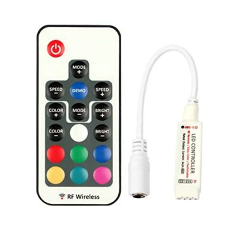 

RGB LED Controller DC 5V-24V 12A with 17-key RF Wireless Remote Controll For RGB Led Strip Light Free Shipping