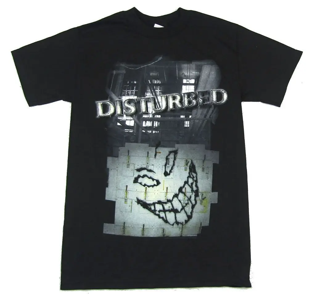 Disturbed City Scary Face Black T Shirt New Official Band Merch Youth Round Collar Customized T-Shirts Top Tee Plus Size | Мужская