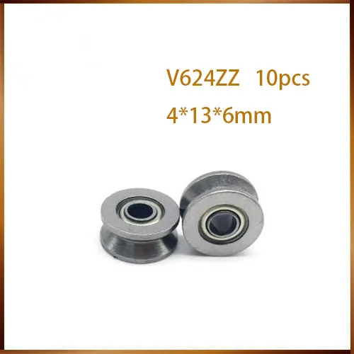 V624ZZ 10 шт./лот V-образный паз шарикоподшипник шкив для рельсовых направляющих