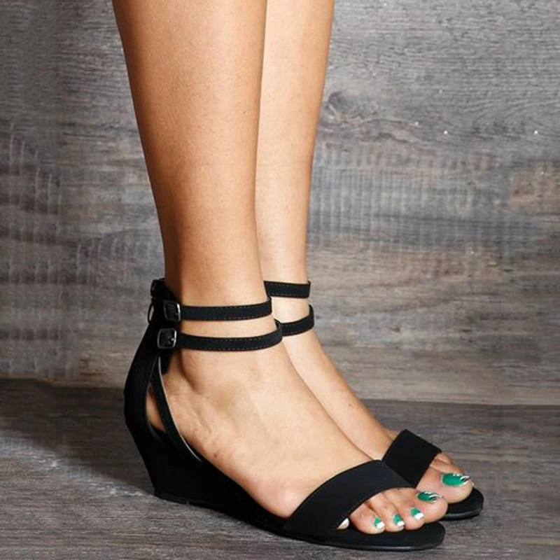 

Oeak 2019 New Summer Fashion Designer Wedges Fashion Roman Women Sandals Shoes Woman Slides Peep Toe Solid Lady Casual Shoes