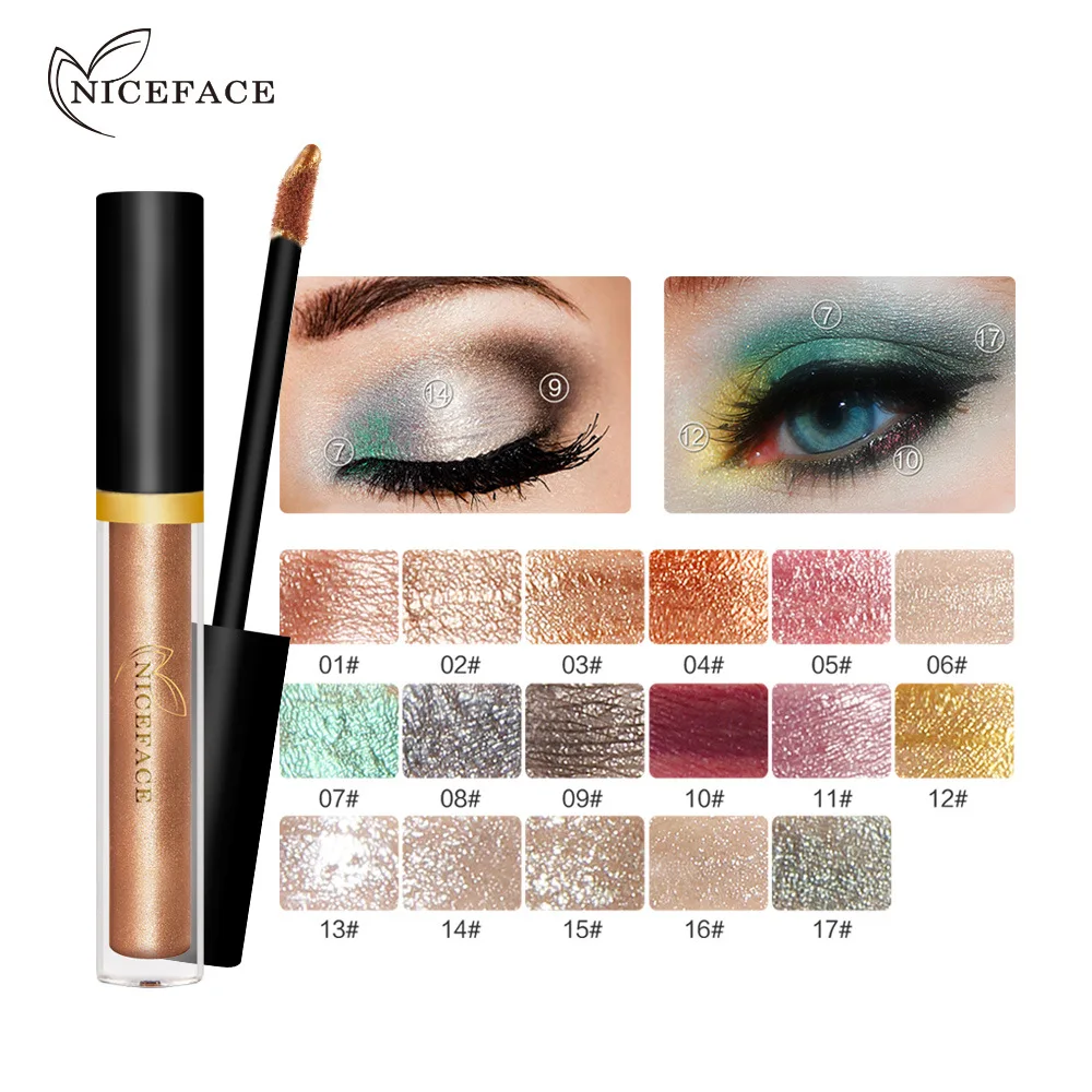 NICEFACE 17 Colors Pearl Light Shiny Eye Shadow Liquid Silkworm Liquid