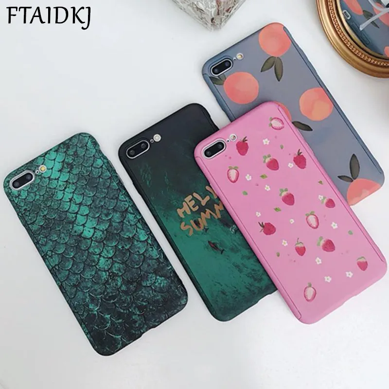 FTAIDKJ 360 градусов Полная защита тела мультфильм фрукты Жесткий ПК Coque для iPhone XS Max X XR