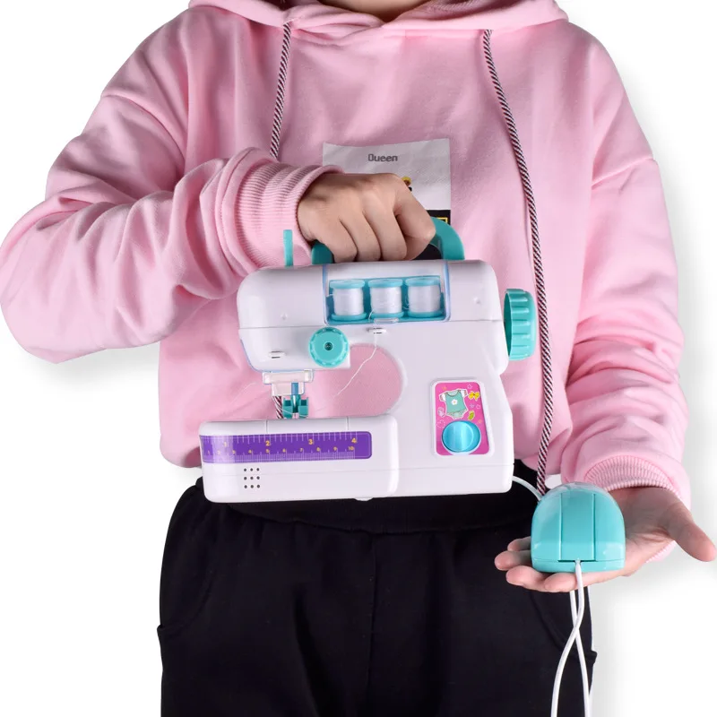 Children DIY With LED Pretend Play Electric Sewing Machine Toy Emulational Educational Household Baby Girls Gift Play set