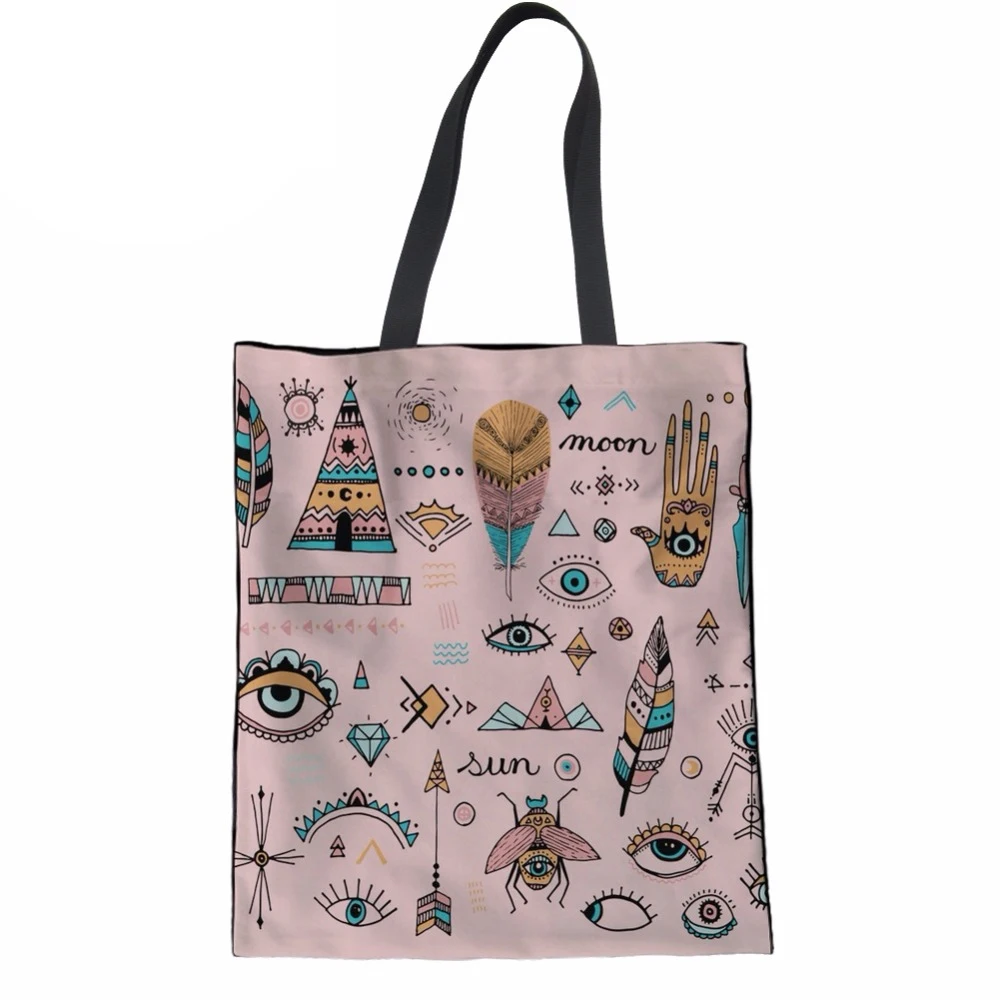 NoisydesignsBoho Vibes женская сумка с принтом гитары женские сумки большая для покупок