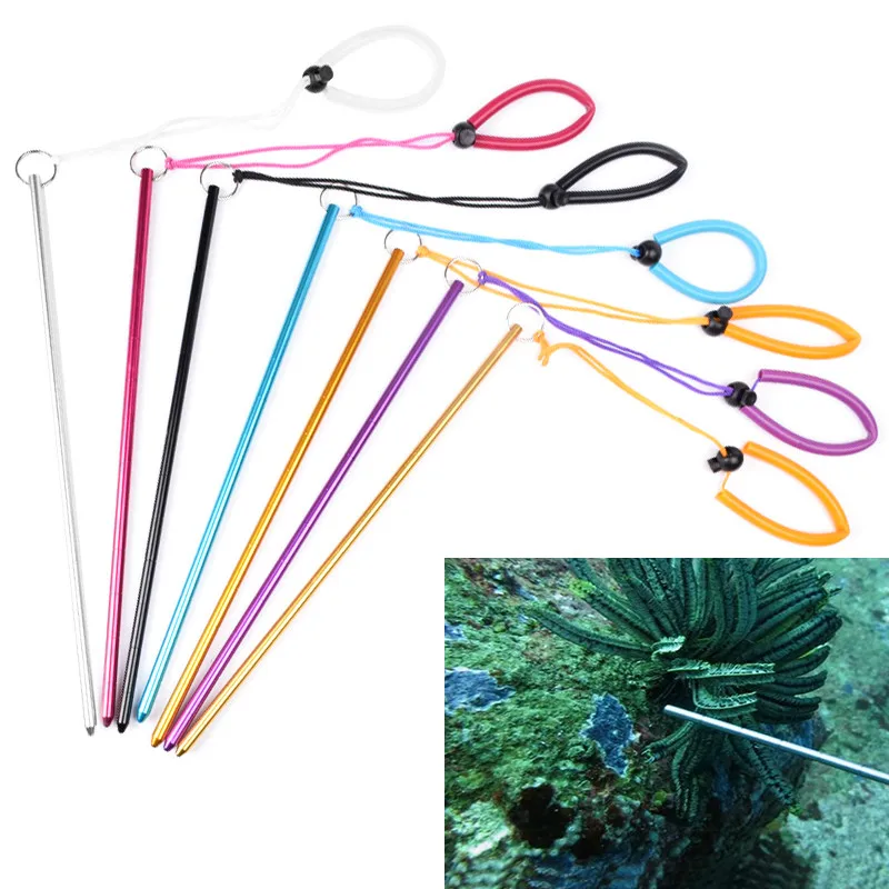 Aluminum Alloy Dive Lobster Stick Rod Diving Crowbar with Hand Rope Lanyard Underwater Shaker