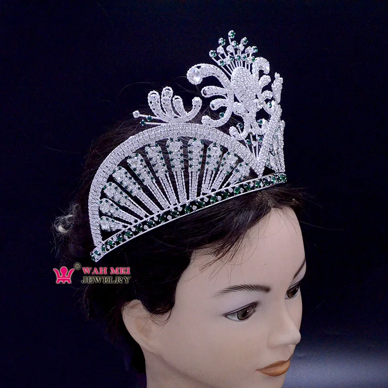 Miss beauty Pageant Crown, Высококачественная тиара, зеленые австралийские стразы, ручная работа, регулируемая повязка на голову Mo250