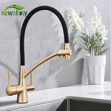 Хром orb Матовый Медь со шлангом kichen очищенный кран горячей и холодной смесителя кран Палуба крепление два носика напиток вода