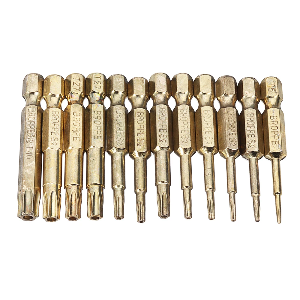 Broppe 12Pcs Set Security Bit Set Tamper Proof Screwdriver Drill Bit