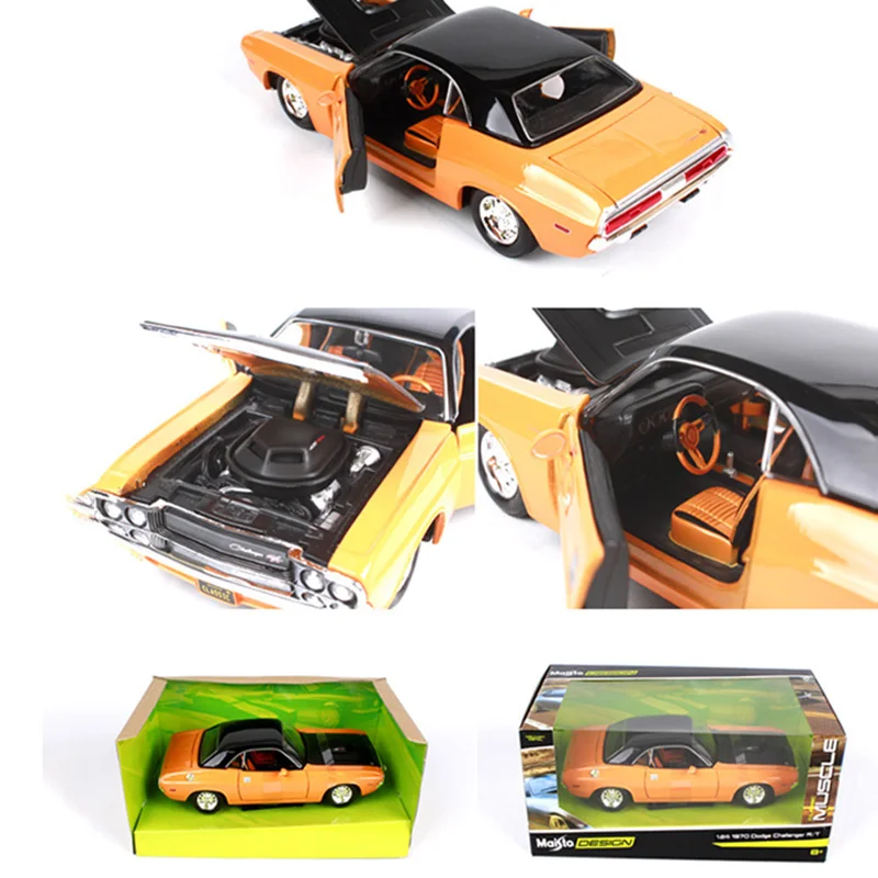 1:24 Dodge Challenger 1970 мышцы ретро спортивный автомобиль, 1:24 передовая Игрушечная машина из сплава, Коллекционная модель литая под давлением металлическая модель игрушечного автомобиля