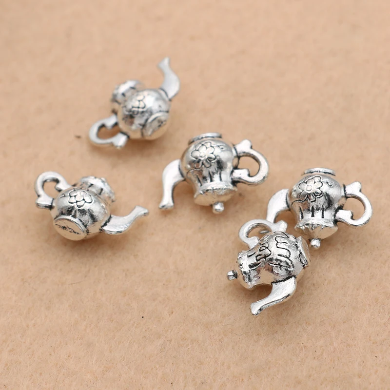 Kjjewel التبتية الفضة لهجة ابريق الشاي السحر المعلقات مجوهرات صنع سوار diy النتائج مجوهرات 17x12 ملليمتر