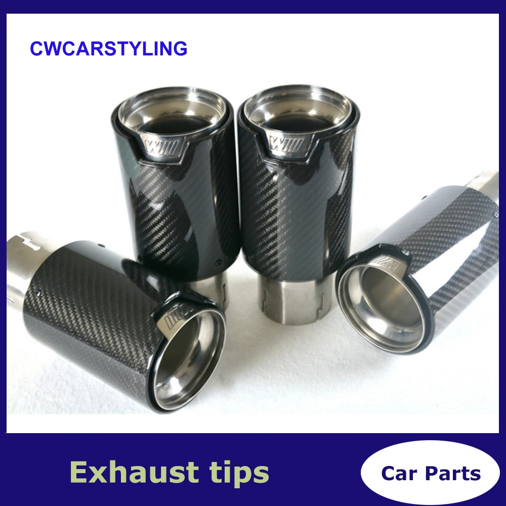 

1PCS 63MM in - 89MM out M-Performance Exhaust Tailpipe Car Carbon Fiber Exhaust End Tips for BMW M3 M5 M6