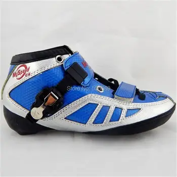 

free shipping adult's speed skates my speed boots blue red glass fiber made