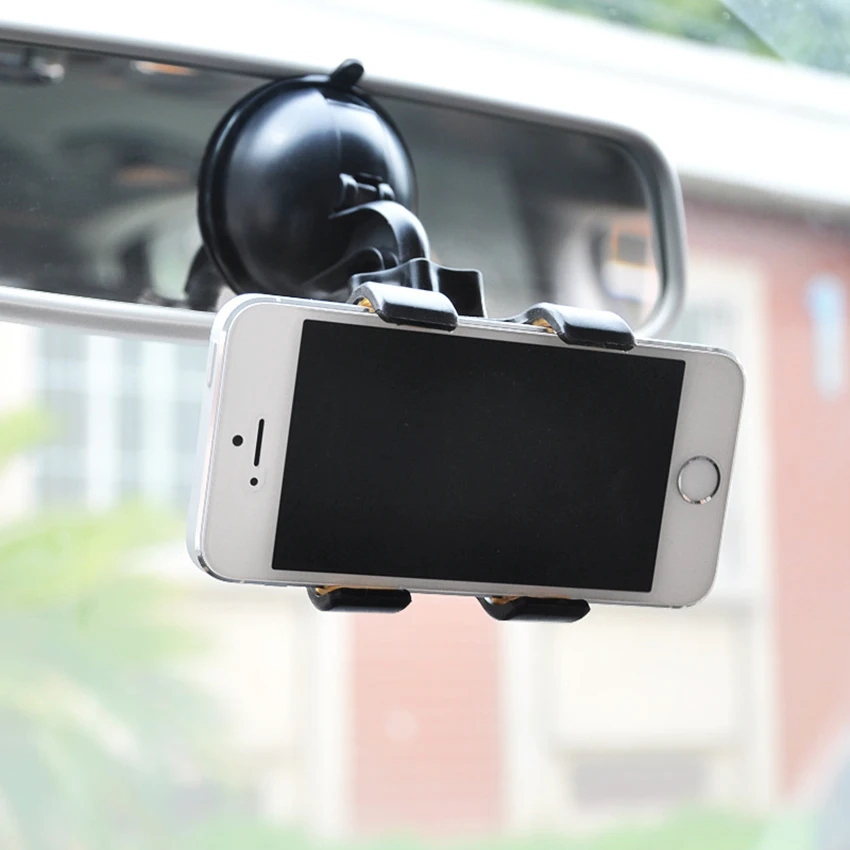 Double Clip 360 Rotating Flexible Car Mount Cell Phone Holder Stand Car