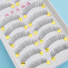 Красивые длинные накладные ресницы, 10 пар, натуральные накладные толстые ресницы для макияжа, черные, Nautral, ручной работы, инструменты для красоты