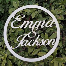 Свадебные Декорации для приема Заготовки деревянные круглые с названиями Пользовательские Круг резьба по дереву знак индивидуализированный свадебный подарок Персонализированные Свадебные украшения