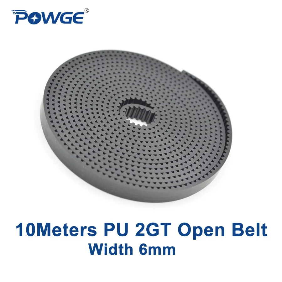 POWGE Черный 10 метров PU 2GT открытый ремень ГРМ 6 ширина мм полиуретан сталь GT2