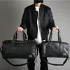 Male Leather Travel Bag Large Duffle Independent Shoes Storage Big Fitness Bags Handbag Bag Luggage Shoulder Bag Black XA237WC ► Photo 2/6