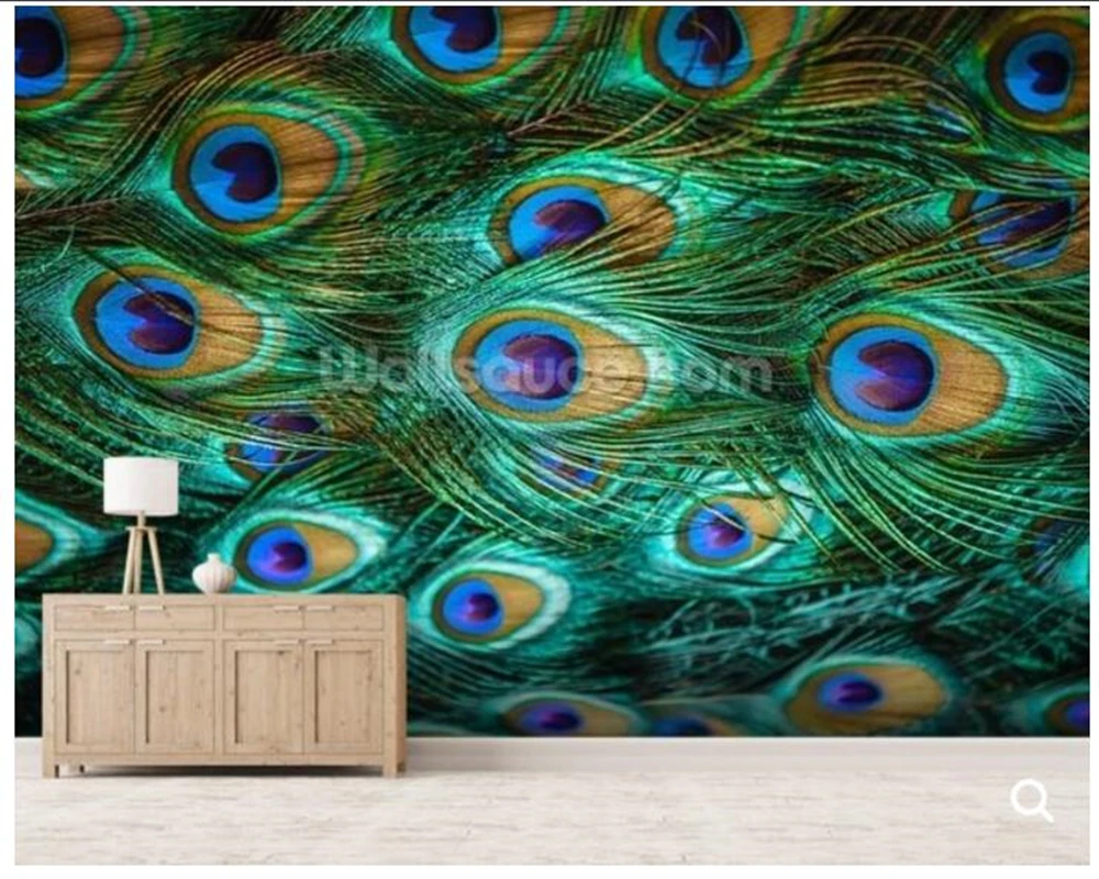 Custom Peacock Wallpaper,colorful Peacock Feathers Fresco For Living Room  Bedroom Sofa Background Wall Decorated Wallpaper - Wallpapers - AliExpress