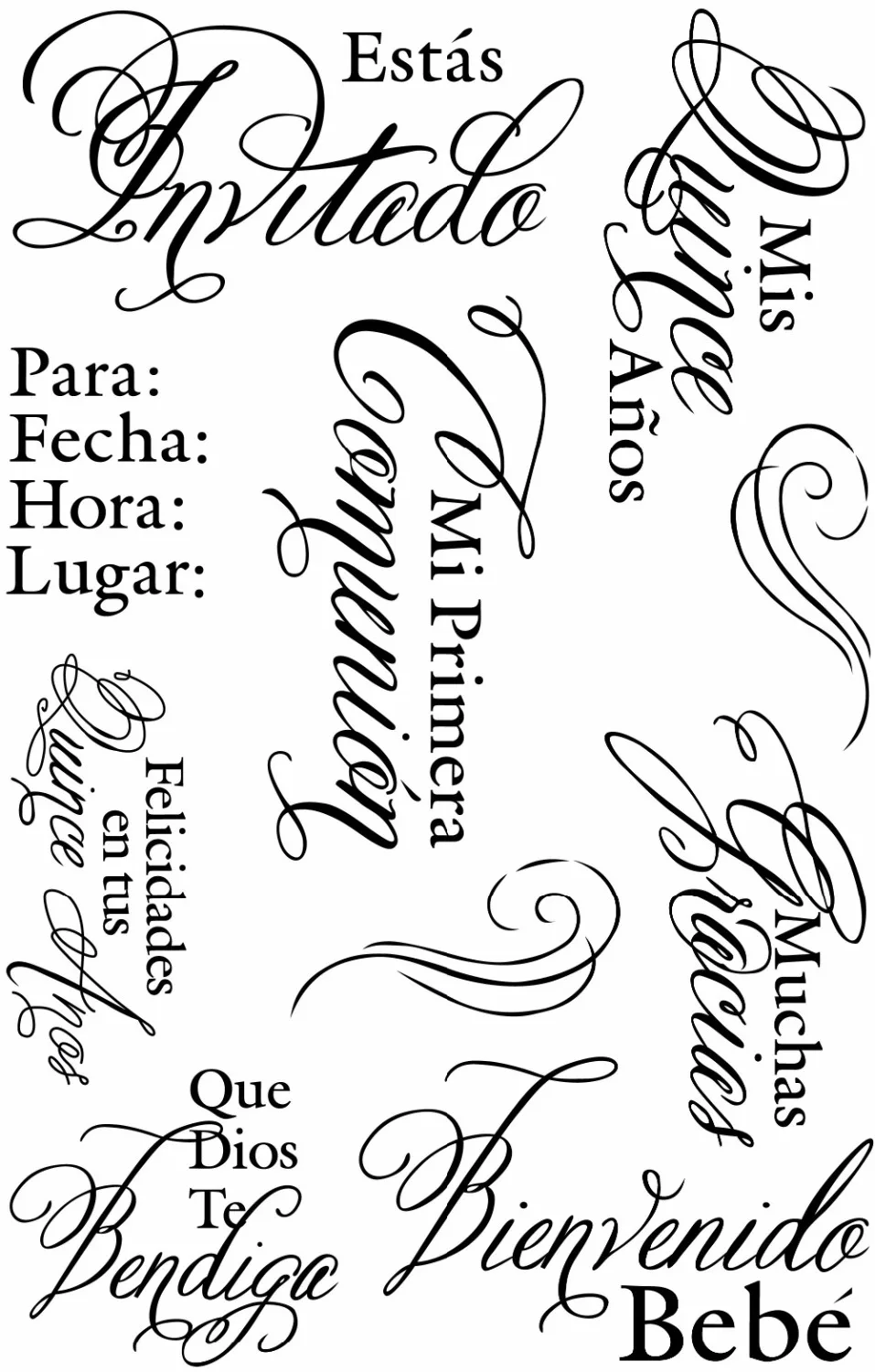 

Spanish word 8 Transparent Clear Silicone Stamp/Seal for DIY scrapbooking/photo album Decorative clear stamp sheets A573