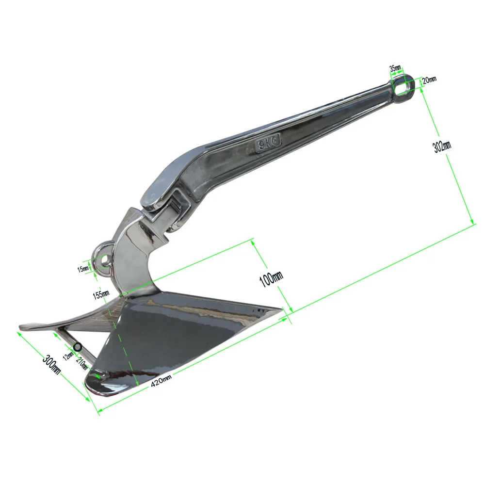 Сверхмощный нержавеющий морской якорь плуга 1 шт. 9,5 кг для морской лодки/яхты
