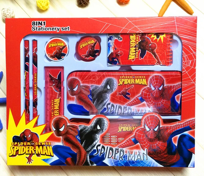 Free shipping 8in1 Stationery sets spider man pencil notebook ruler ...