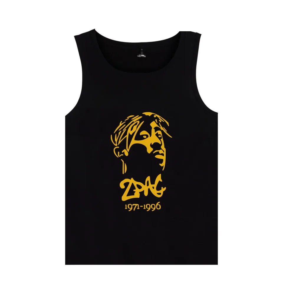 

Famous Hip Hop Rapper 2PAC Tank Tops Tupac Amaru Shakur Silhouette Print Vest Summer Clothes Plus Size 4XL