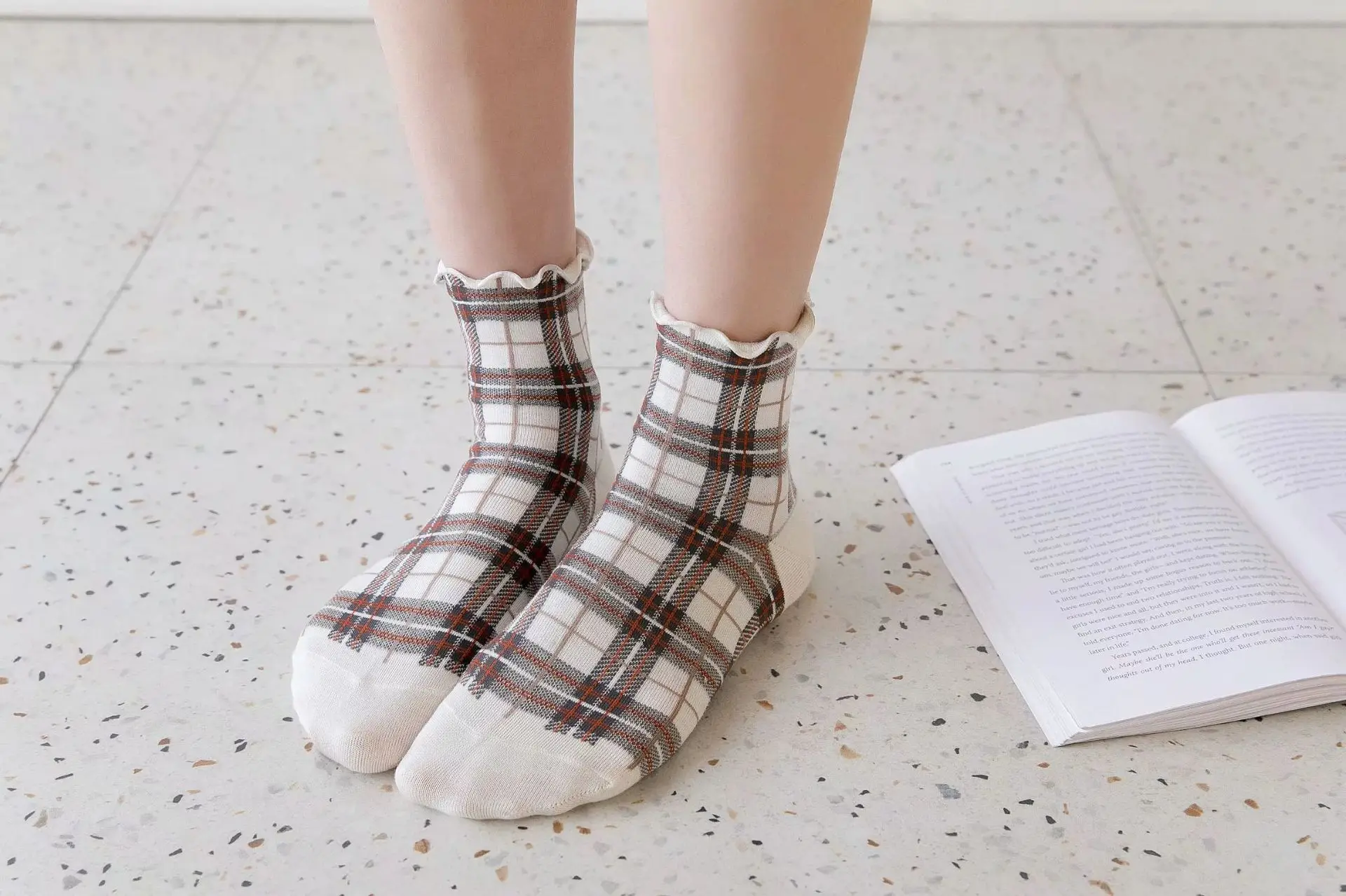5 пар YAXIAN 2019 зимние новые Harajuku Модные клетчатые хлопковые носки женские японские Сладости носки высокие носки длинный осенний теплый