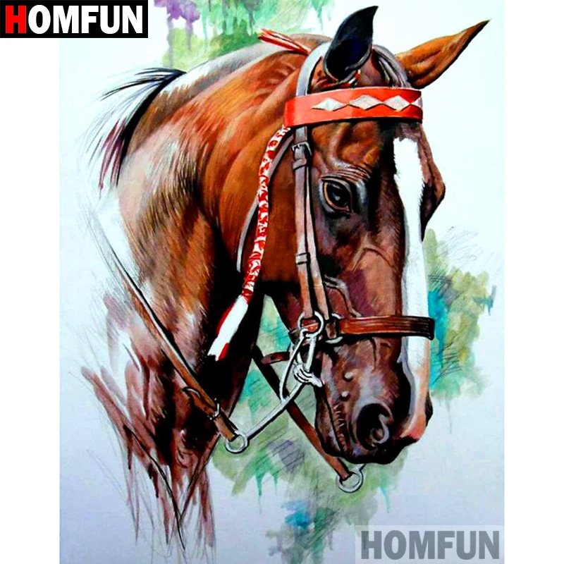 

HOMFUN 5D DIY Diamond Painting Full Square/Round Drill "Animal horse" 3D Embroidery Cross Stitch gift Home Decor A02121