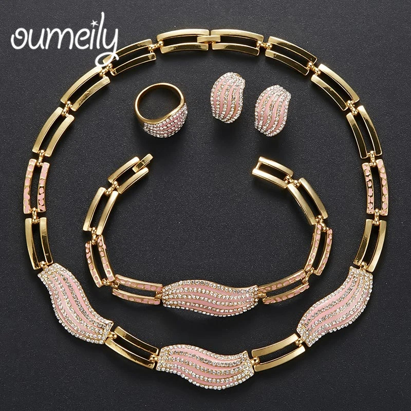 

OUMEILY Jewelry Sets Elegant Wedding Bridal African Beads Jewelry Set for Women Girls Jewelry Sets Dubai Gold Color Jewellery