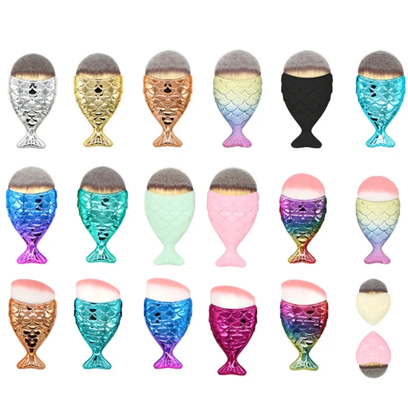 

Professional 1 Pcs Mermaid Shape Makeup Brush Foundation Fish Shape Brush Makeup Cosmetic Tools Powder Face Brushes Hot Selling