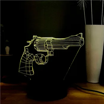 

2019 New Boy Children Holiday Toys Gift Cool Props 3D Dazzle 7 Color Change Pistol Gun Switch USB Touch Remote LED Table Lamp