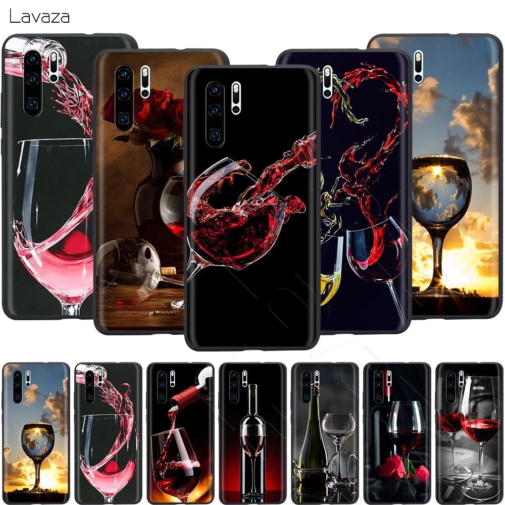 

Lavaza Classy Red Wine Glass Bottle Case for Huawei Mate 30 20 Honor 6a 7a 7c 7x 8C 8x 9 10 Nova 3i 3 Lite Pro Y6 2018