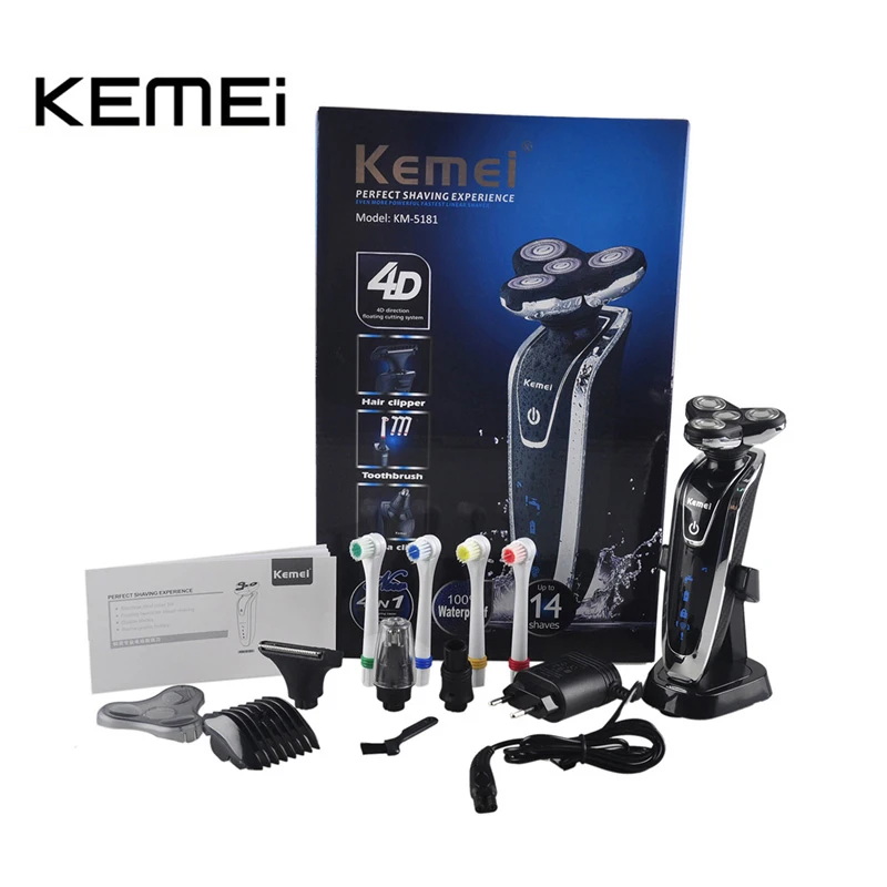 

kemei KM-5181 4D electric shaver men shaving machine nose Beard trimmer razor barbeador washable rechargeable Rasoir Electrique