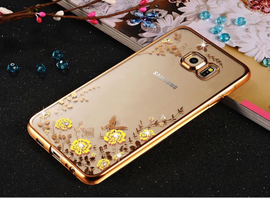Новый чехол для телефона Samsung Galaxy S5/6 S6Edge красивый цветок розы бабочка золотой