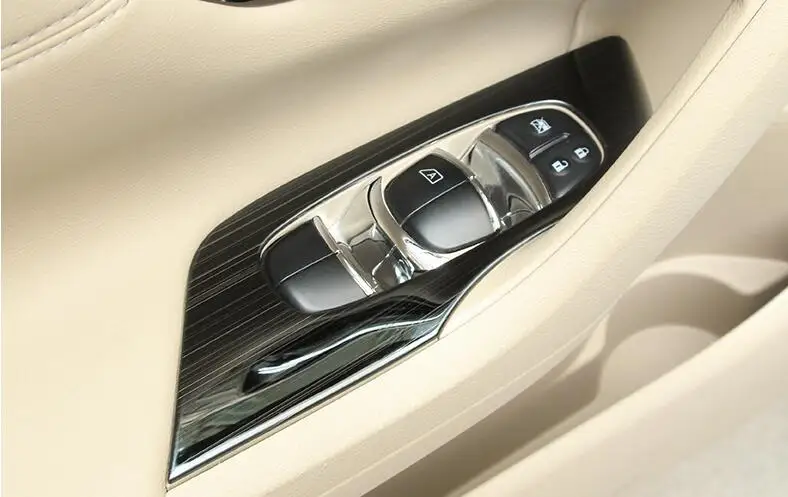 

For Nissan Teana / Altima 2013-2018 LHD Inner Door Armrest Window Lift Switch Button Panel Strip Sticker Cover Trim 6 Pcs/set