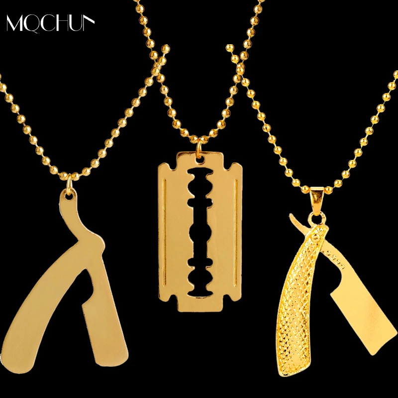 

2017 New Fashion Jewelry Hot Style Hip Hop Alloy Razor Blade Barber Shears Razor Razor Army Card Items Charm Necklace Pendant