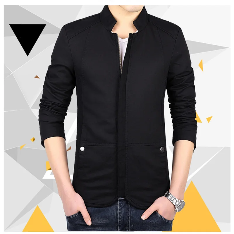 Spring new youth men's jacket Korean Slim large size stand collar washed cotton jacket jacket direct