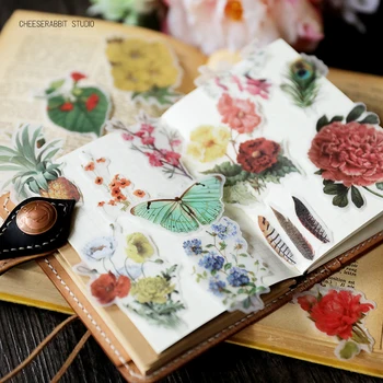 

60pcs Vintage mushroom flowers plant butterfly deer bird pineapple swallow DIY Scrapbooking Journaling Label Diary Album Sticker