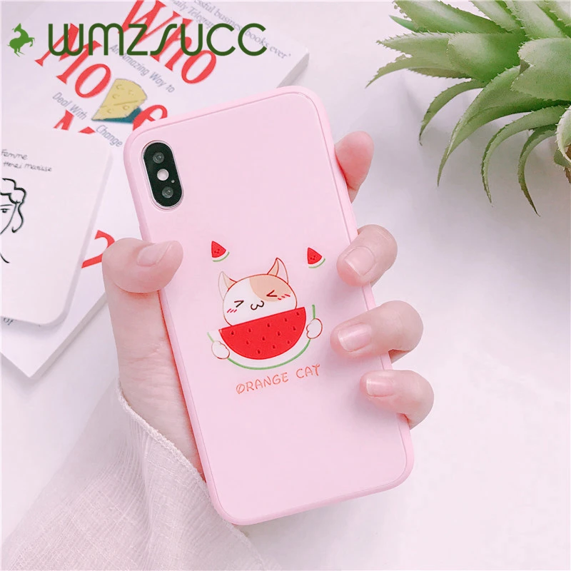 WMZSUCC Orange Cat Pink Anti Scratch Tempered Glass Phone
