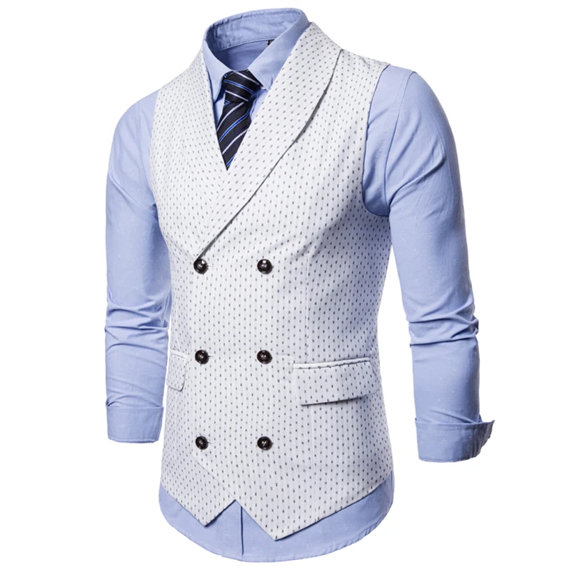 VISADA JAUNA осенний мужской костюм жилет двубортная Повседневная рубашка жилет большой размер в горошек Мягкий жилет куртка M-4XL N9033