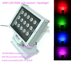 Высокая мощность, хорошее качество, CE, IP65 54 Вт RGB светодиодный шайба стены, RGB Светодиодный прожектор, 18X3 Вт RGB 3in1, полный цвет, DS-T20A-54W-RGB, 24VDC