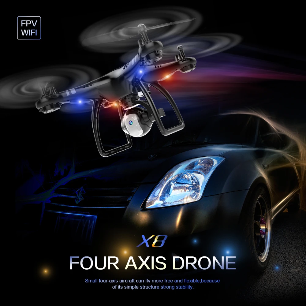 

X8 PFV RC Quadcopter Drone 7.4V/1500MAH 4PCS 8520 Motors RTF RC Helicopters Long flight time with 0.3/2MP WIFI Camera or No Came