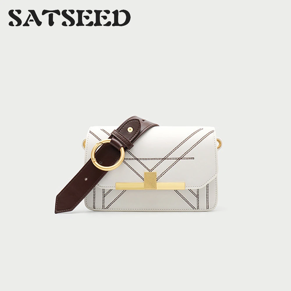 

Vintage Metal Embroidery Line Small Square Bag 2019 Summer New Wide Shoulder Strap Color Matching Shoulder Messenger Bag