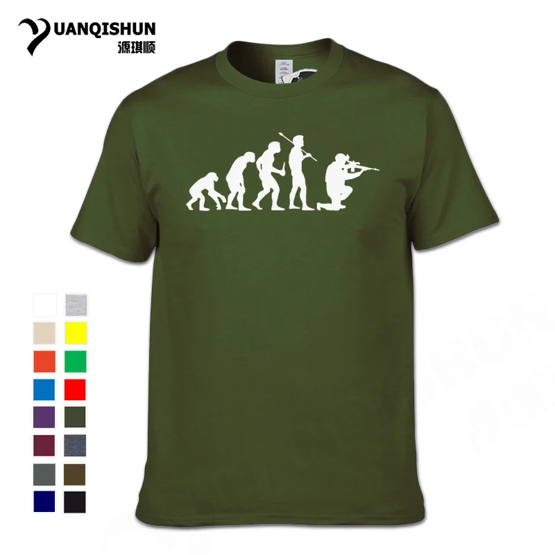 

Designs Creative Evolution Sniper printing Funny t shirt SHORT sleeve o-neck cotton mens casual High-quality 16 Colors